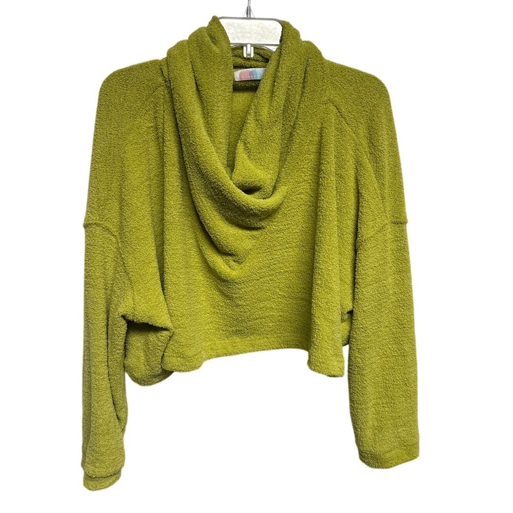 Free People Beach Huntington Cropped Pullover XS TP Green Stretchy Cowl
